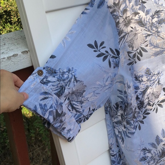 Croft & Barrow Blue Boxy Blouse with Mandarin Collar - Picture 6 of 14